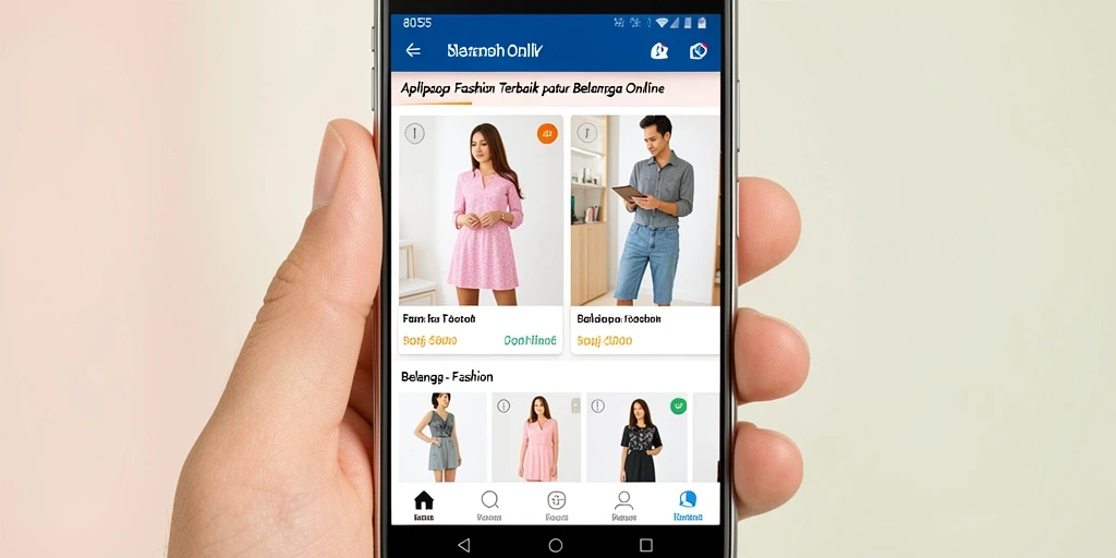 Antarmuka aplikasi 8055 menampilkan pilihan fashion yang menarik.