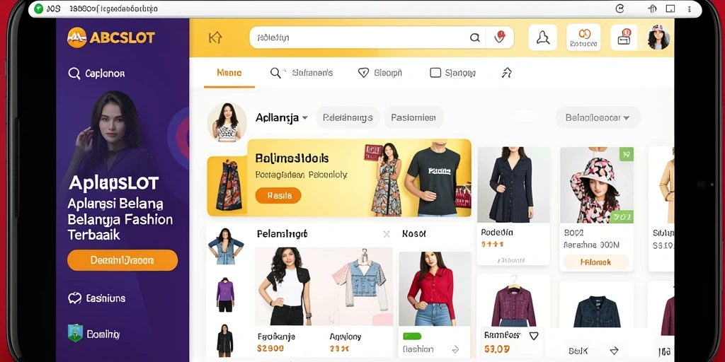 Tampilan antarmuka aplikasi Fashion ABCSLOT yang menarik dan mudah digunakan.