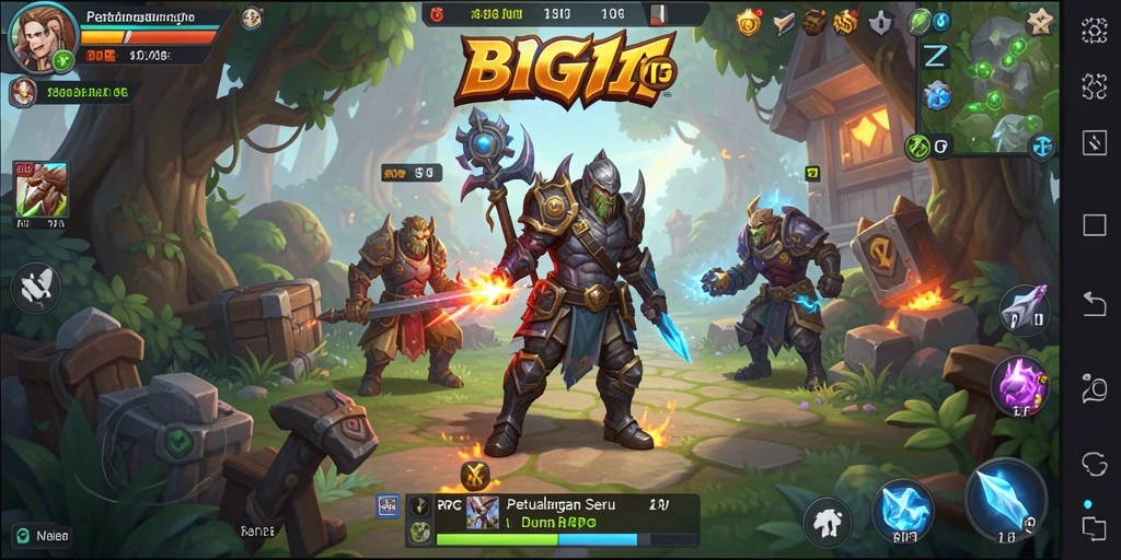 Tampilan antarmuka RPG yang menawan dan penuh warna.