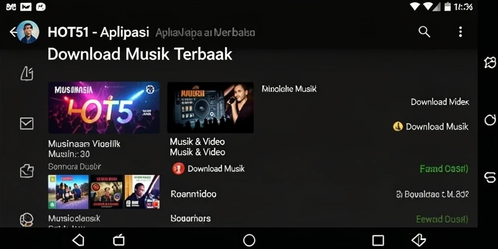Antarmuka user-friendly dari aplikasi HOT51 untuk download musik.