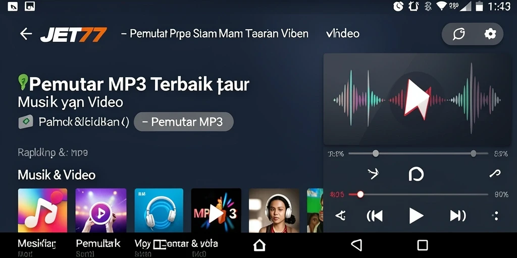 Antarmuka bersih dan sederhana dari JET77 Pemutar MP3.
