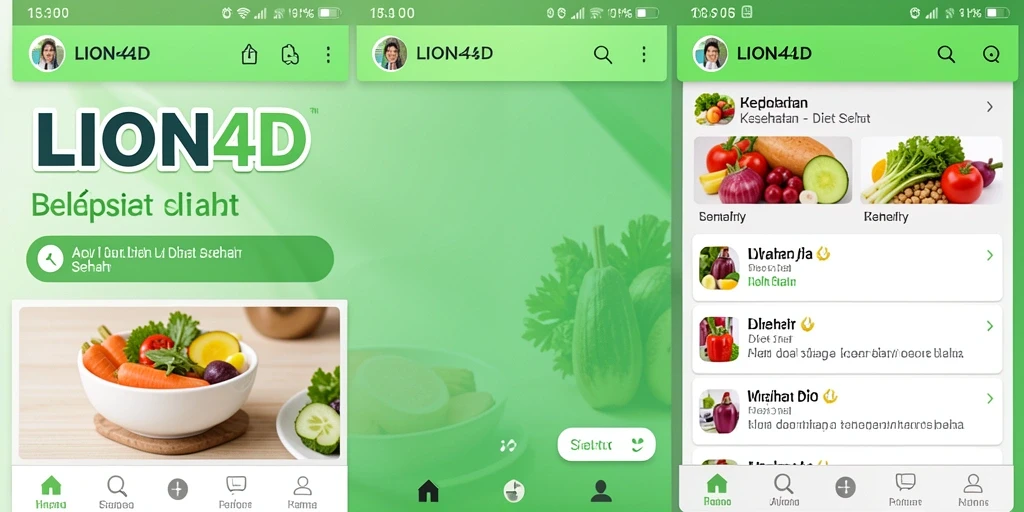 Antarmuka aplikasi LION4D untuk diet sehat yang menarik.