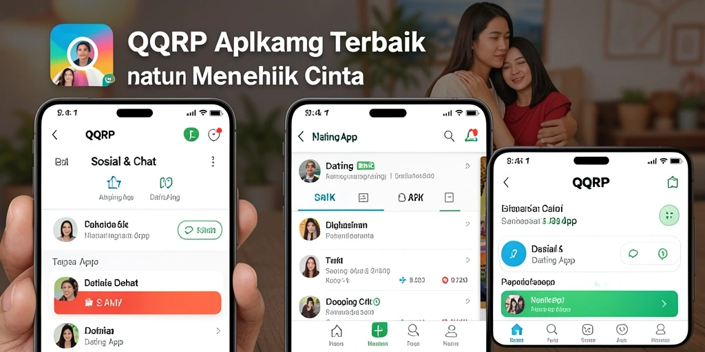 Tampilan antarmuka intuitif di aplikasi QQRP untuk kencan online.