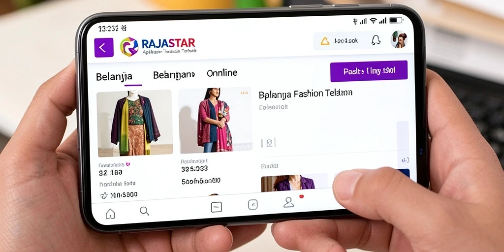 Antarmuka aplikasi RAJASTAR yang menarik dan fungsional untuk belanja fashion.