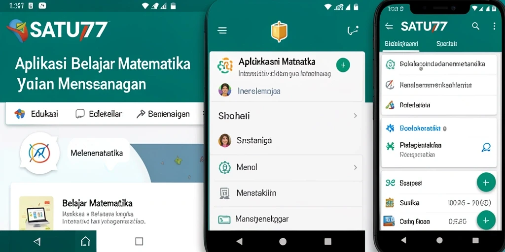 Tampilan antarmuka SATU77 yang interaktif untuk belajar matematika.