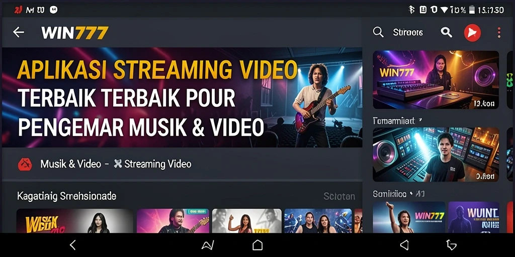 Tampilan antarmuka aplikasi WIN777 yang ramah pengguna untuk Streaming Video.