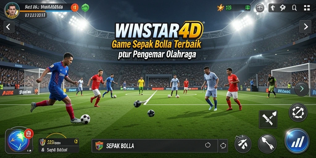 Tampilan antarmuka game Sepak Bola yang menarik dan interaktif.